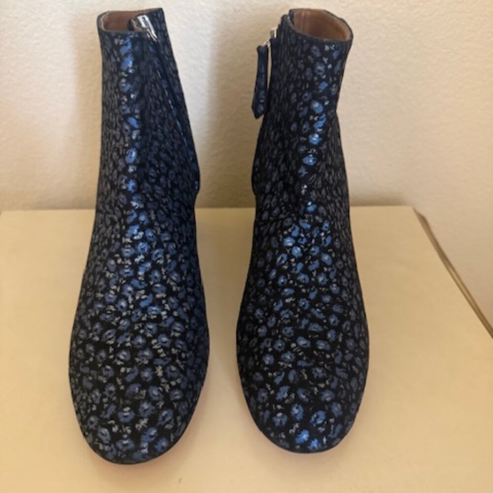 aquazzura booties  blue with flowers